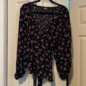 Wrap floral blouse